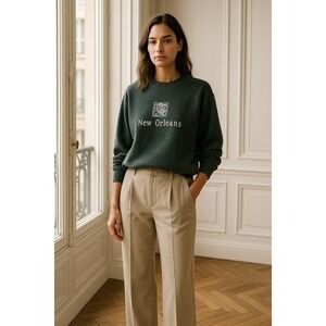 Vintage New Orleans Crewneck Sweatshirt Dark Grey Embroidered Size XXL